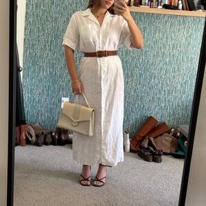 DISSH White Button-Up Linen Maxi Dress size 2
